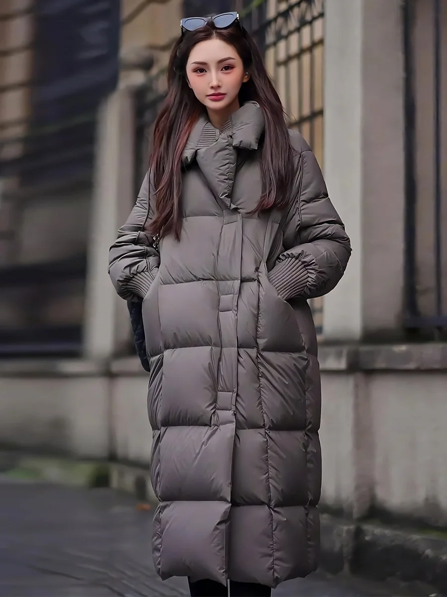 

Winter Thiened White Du down Jaet Women's Faionable Collar Coat Warm Commuter Sle Mid-Length Other Collar