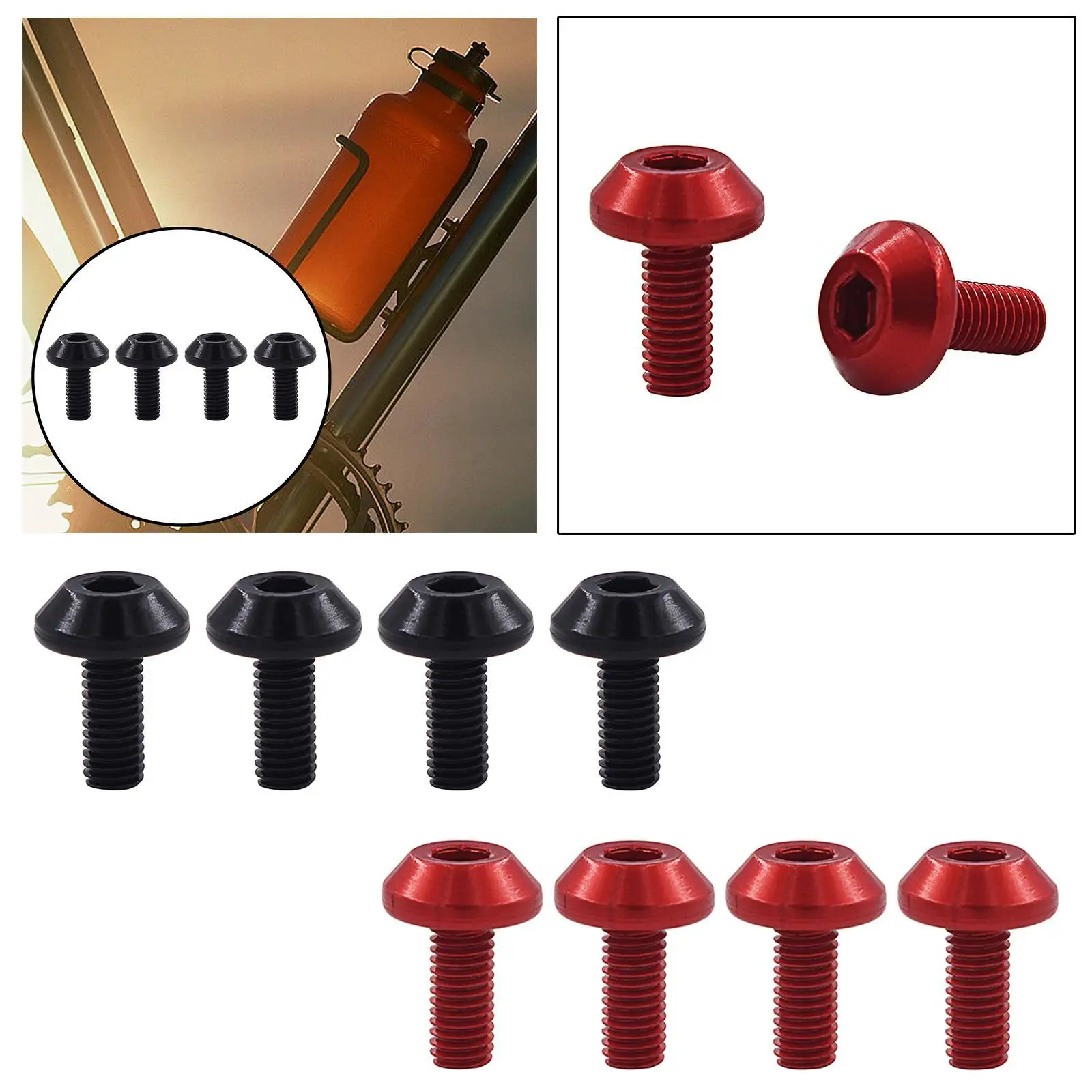 4 Stück Fahrrad-Flaschenhalter-Schrauben M5 Aluminiumschrauben für MTB Rennrad Flaschenhalterung Montagezubehör – Detail 1