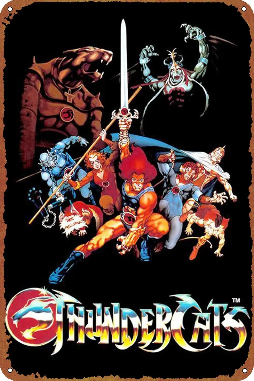 1p,Thundercats Movie Poster Metal Tin Logo Vintage Vintage Logo Home Mens Cave Bar Gym Fitness Wall Decorative Panel  inches