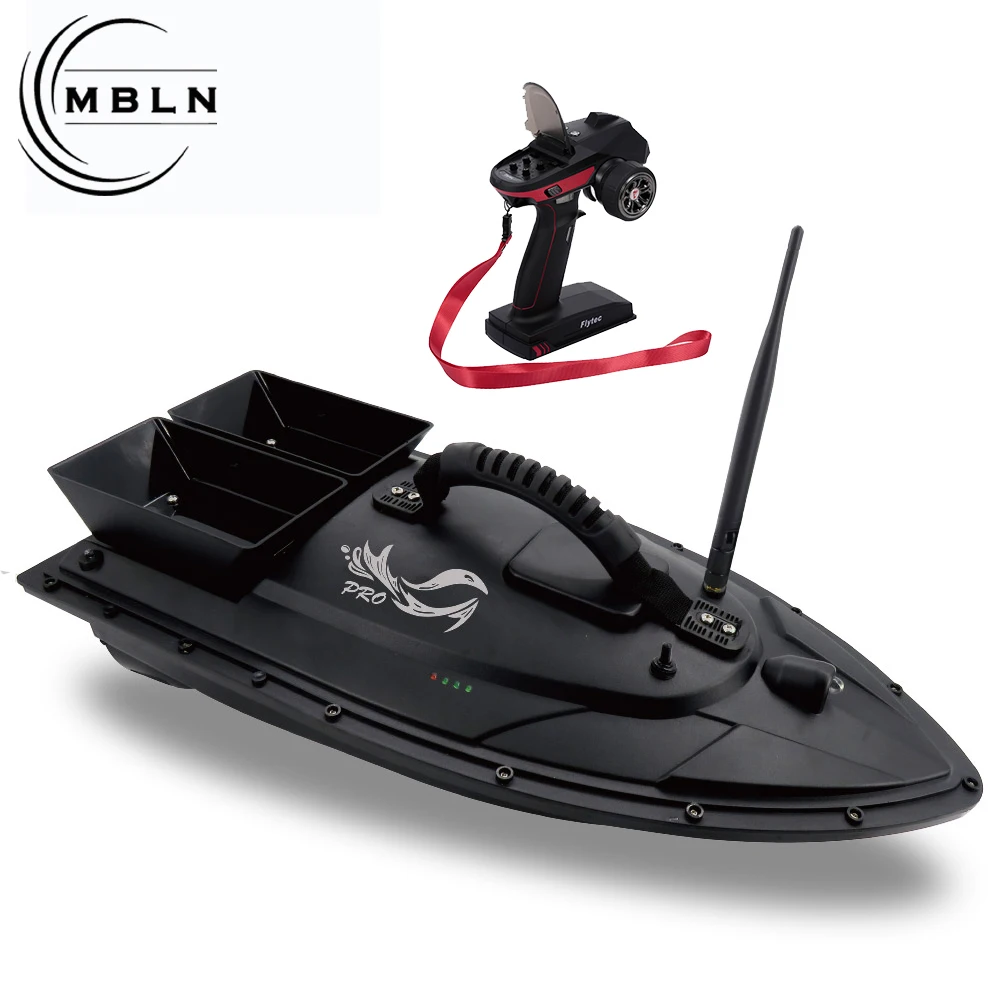 

MBLN Bait Boat with Dual Hoppers, 500M Range, LED Light, Hook Release, 1.5kg Load, Dual Motors, Remote Control Fishing Feeder