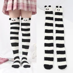 Women Girl Cute Winter Striped Coral Velvet Long Socks Warm Thicke Knee Length Socks Cute Bear Fox Sheep Home Towel Stockings