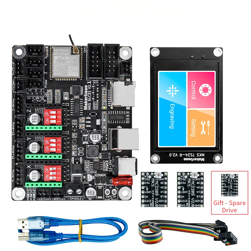 MKS DLC32 v2.1 32bits GRBL Offline ESP32 Wifi Controller  LCD TS35/24 Touch Screen for CNC Laser Engraving Machine motherboard