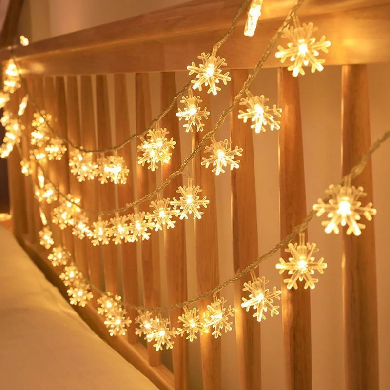 

Battery Powered Snowflake LED String Lights Festival Lighting Fairy Wedding Indoor Party Home Gate Decoration