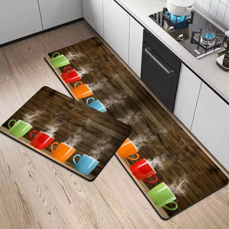 VIKAMA Kitchen Vegetable Floor Mat Bathroom Entrance Door Cloakroom Water-Absorbent And Easy-To-Clean Carpet, Home Decoration