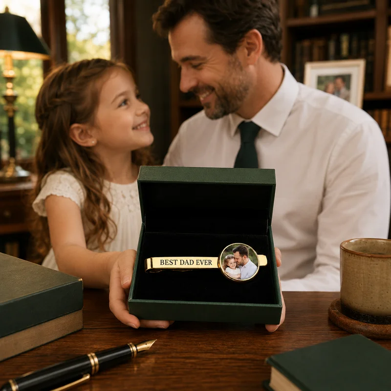 Personalized Custom Photo Tie Clip , Customized Picture Metal Tie Clasp, Wedding Anniversary Groom Keepsake Gift for Him