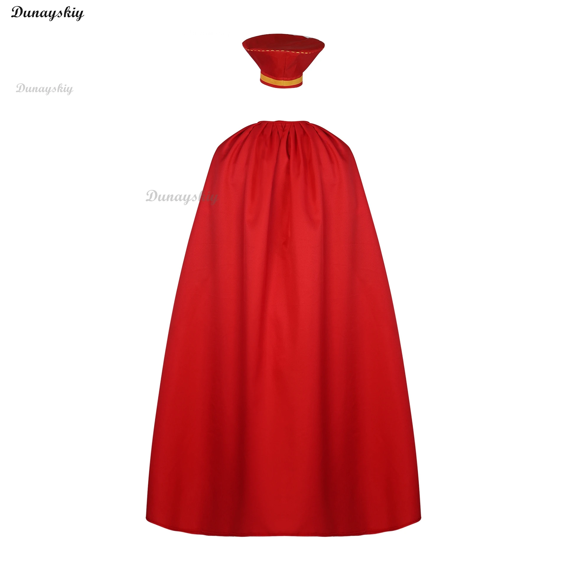 Lord Farquaad Cosplay Anime Costume Uniform Cloak Glove Hat Set Medieval Cosplay Halloween Party Red Outfit for Kid Women Men