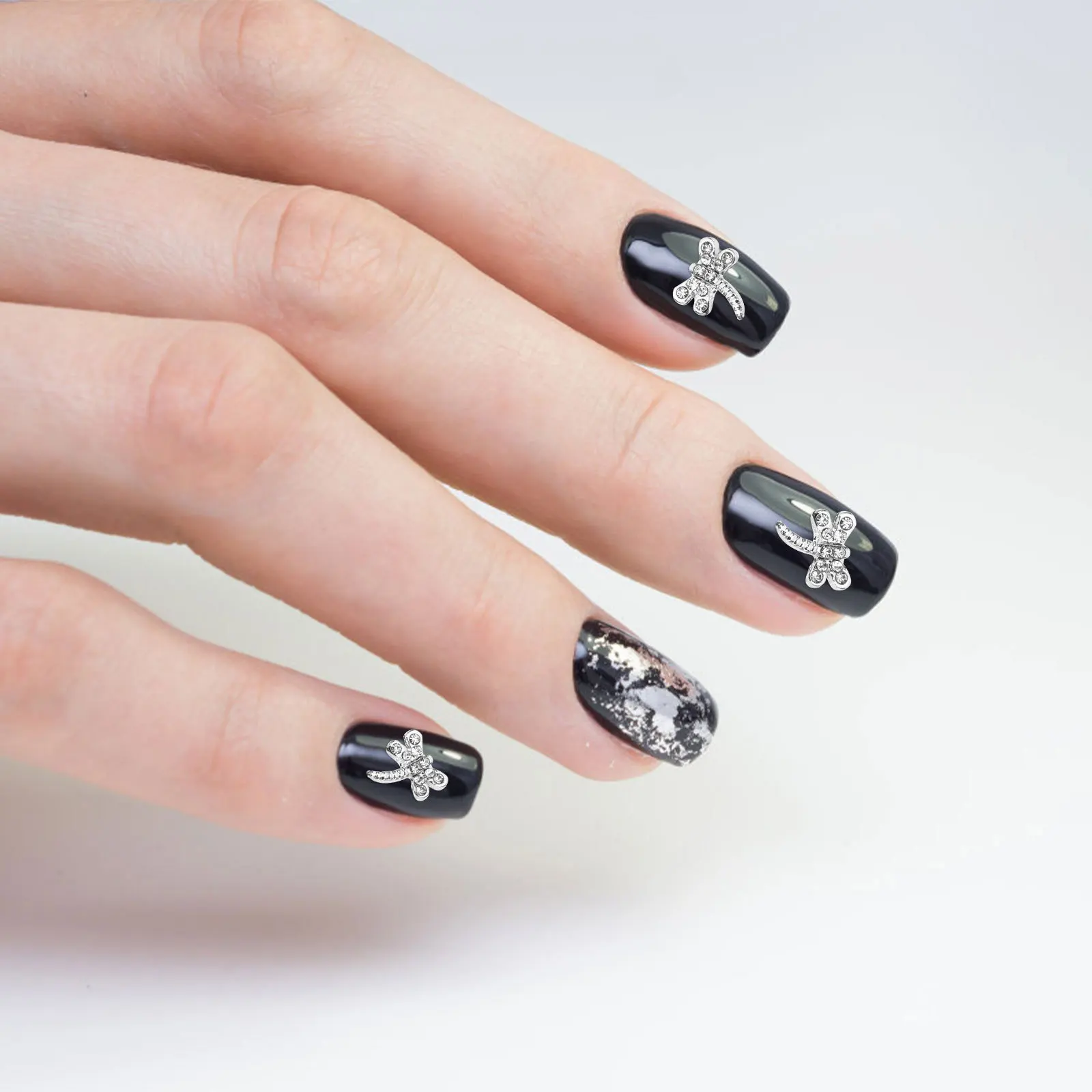 

20Pcs Nail Charms Alloy Dragonfly Shiny Rhinestone DIY Nail Art Decorations Glitter Manicure Accessories for Acrylic Nails Bling