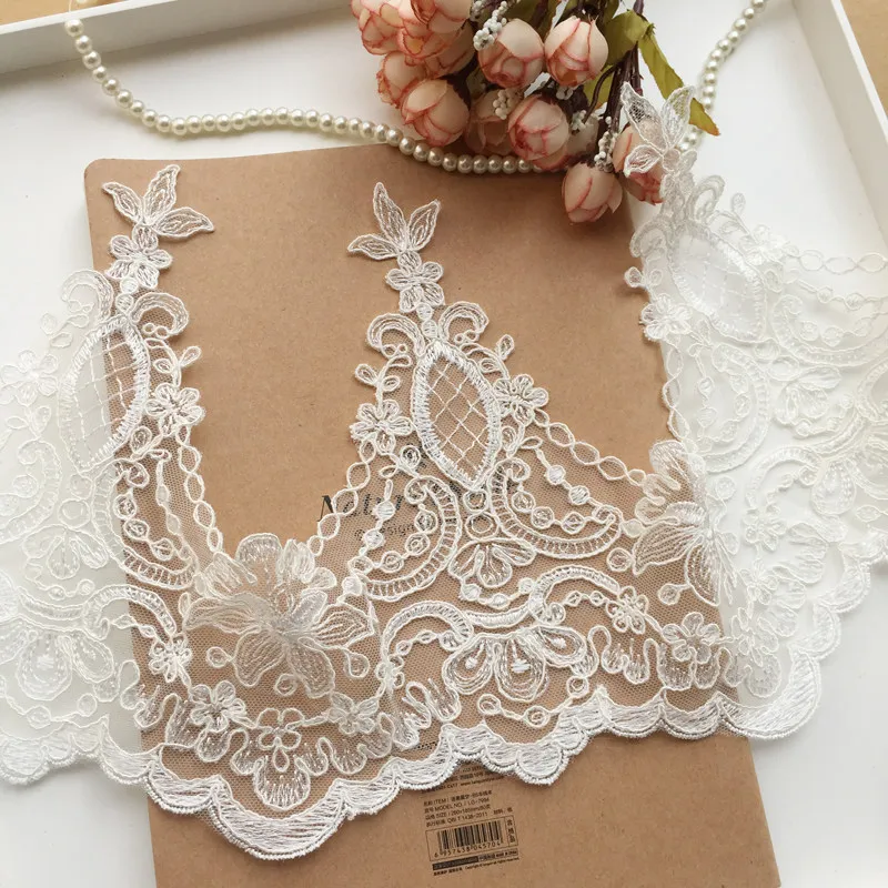 3ヤード入りパック、新しいヨーロッパ風模様の刺繍入りカーボーンレース、幅26cm、diyウェディングベール用衣料品アクセサリーセット