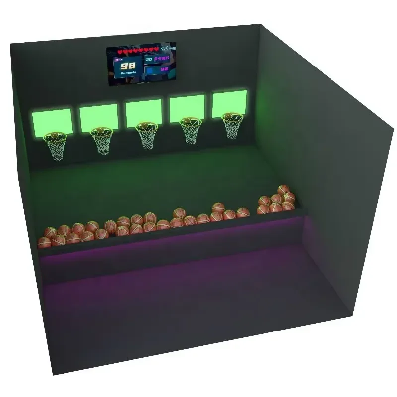 Indoor Playground Sports Challenge Team Building Basketball Throwing Game Light Emitting Diode Wall Interactive Activation
