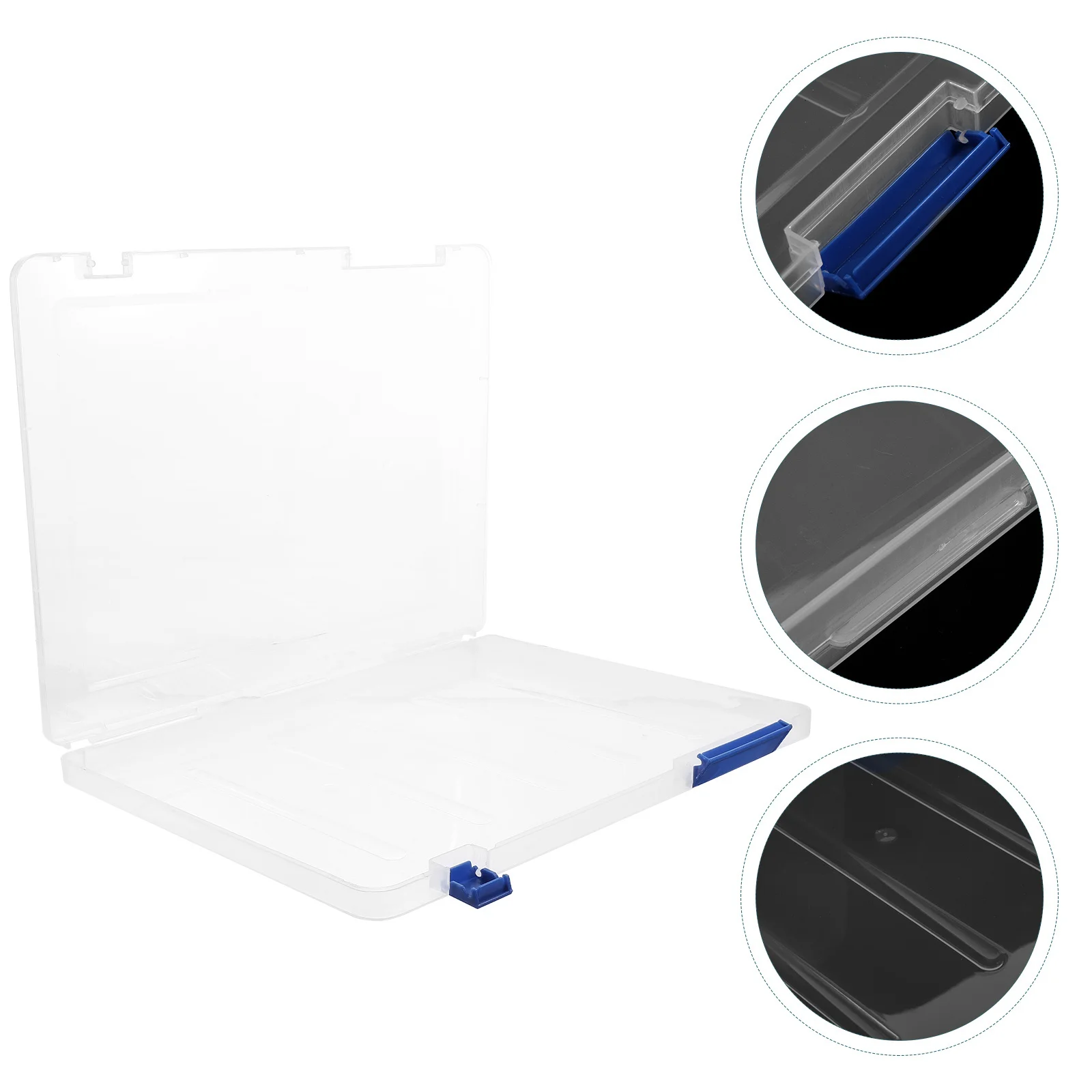 Compact A4 File Box Clear Plastic Document Organizer Portable File Storage Case for Photos Certificates Scrapbook Paper Storage