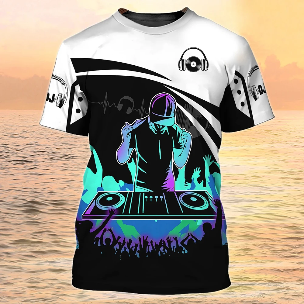 

Fashion DJ Shirt Men's T-shirts 3D Print Cotton Disco Short Sleeve Tees Men's Clothing Party Tops O Neck Cool Punk Streetwear