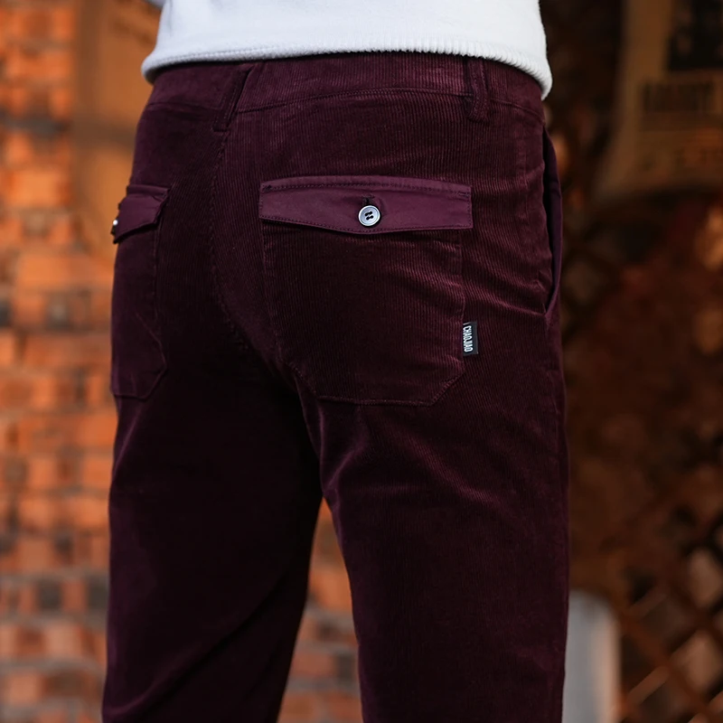 

Модные мужские повседневные брюки из вельвета слим-фит с карманами, на молнии, со средней посадкой, теплые зимние, из смесового хлопка