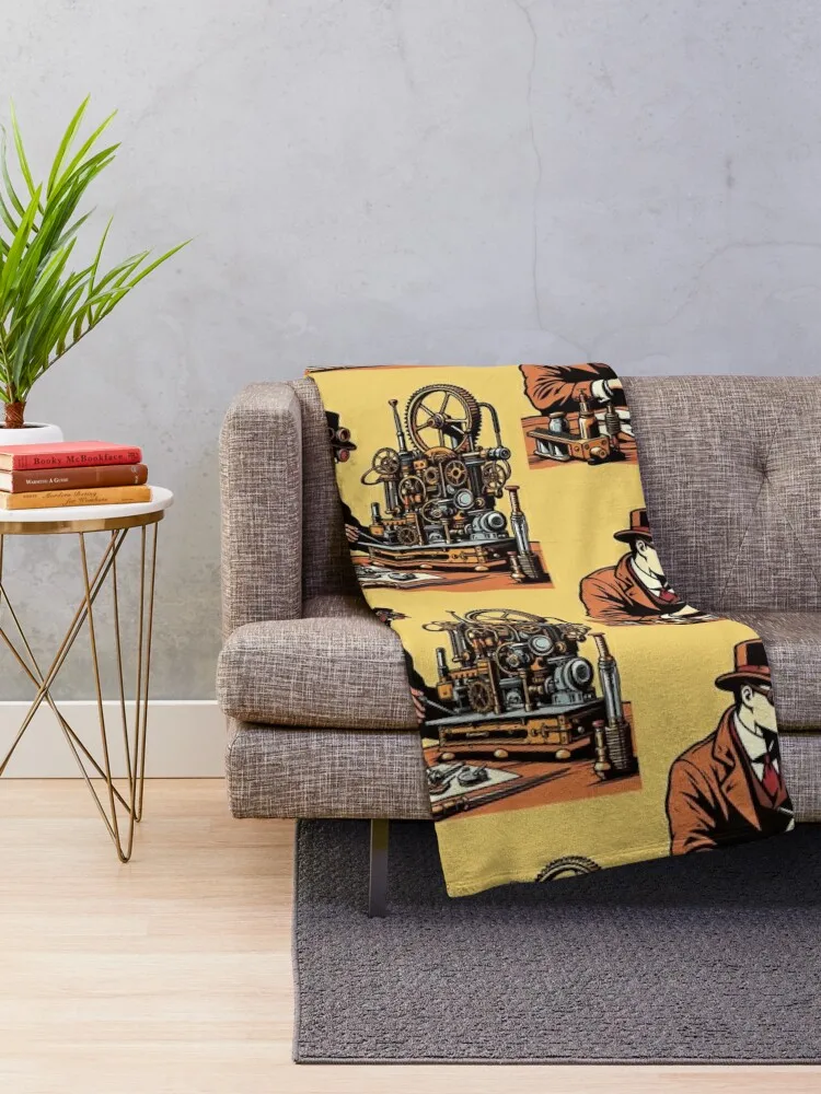 Steampunk Inventor Pop Art Style Throw Blanket valentine gift ideas Flannel Thins Hairys Blankets