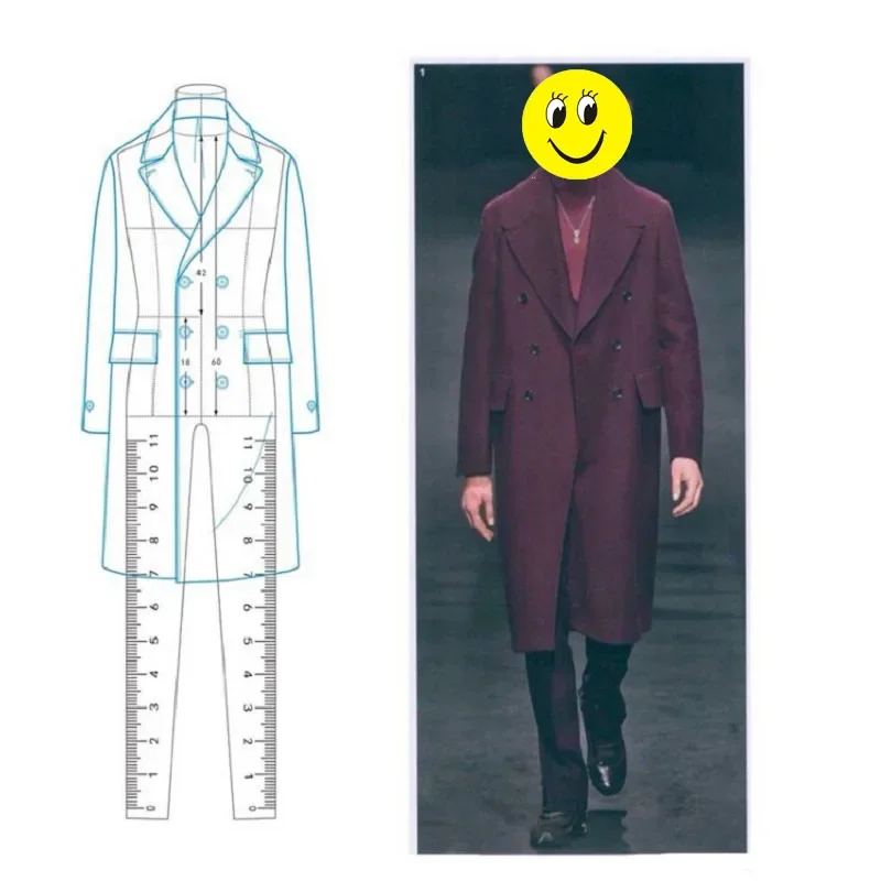 Male Fashion Ruler Garment Design Effect Style Men Drawing Template Ruler Original Design Model 25cm Height