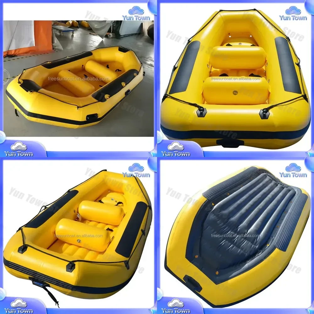 Inflatable Raft for Whitewater River Rafting Self-Bailing Drafting Boat Lifeboat for Outdoor Adventure Camping Fishing