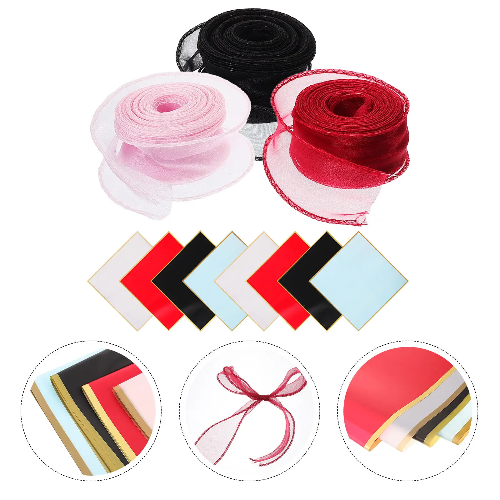 

1Set Flower Bouquet Wrapping Paper Floral Paper Gauze Material Cuttable Design for Gift Wrapping Flower Packaging Wedding Photo