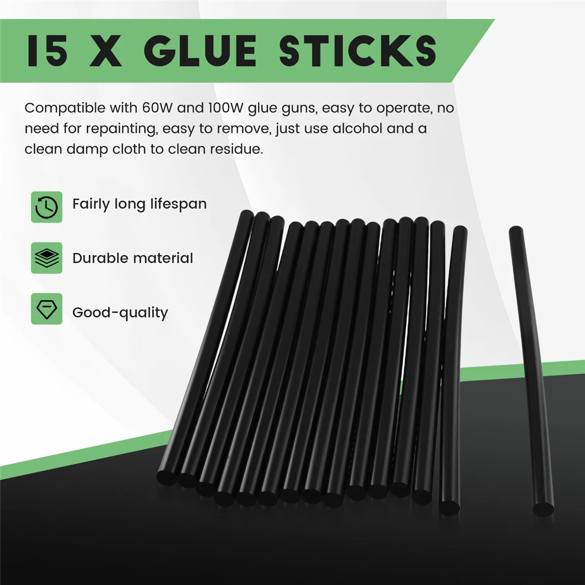 B13C15Pcs Hot Glue Sticks, 270 X11mm Black Hot Melt Glue Sticks for Car Body Dent Repair Remover Crafts DIY Projects