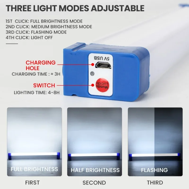 17cm-52cm LED 비상 조명 DC5V 20W 40W 60W USB 충전식 야외 캠핑 램프 가정용 정전 작업 조명