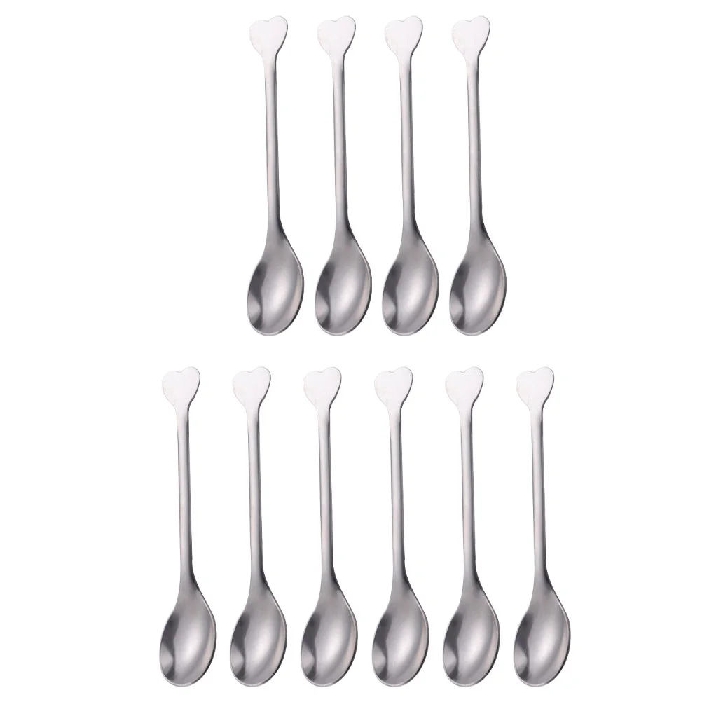 

12 Pcs Heart Shaped Spoon Coffee Spoons Dessert Long Handle Heart-shaped Stirring Stainless Steel Teacup