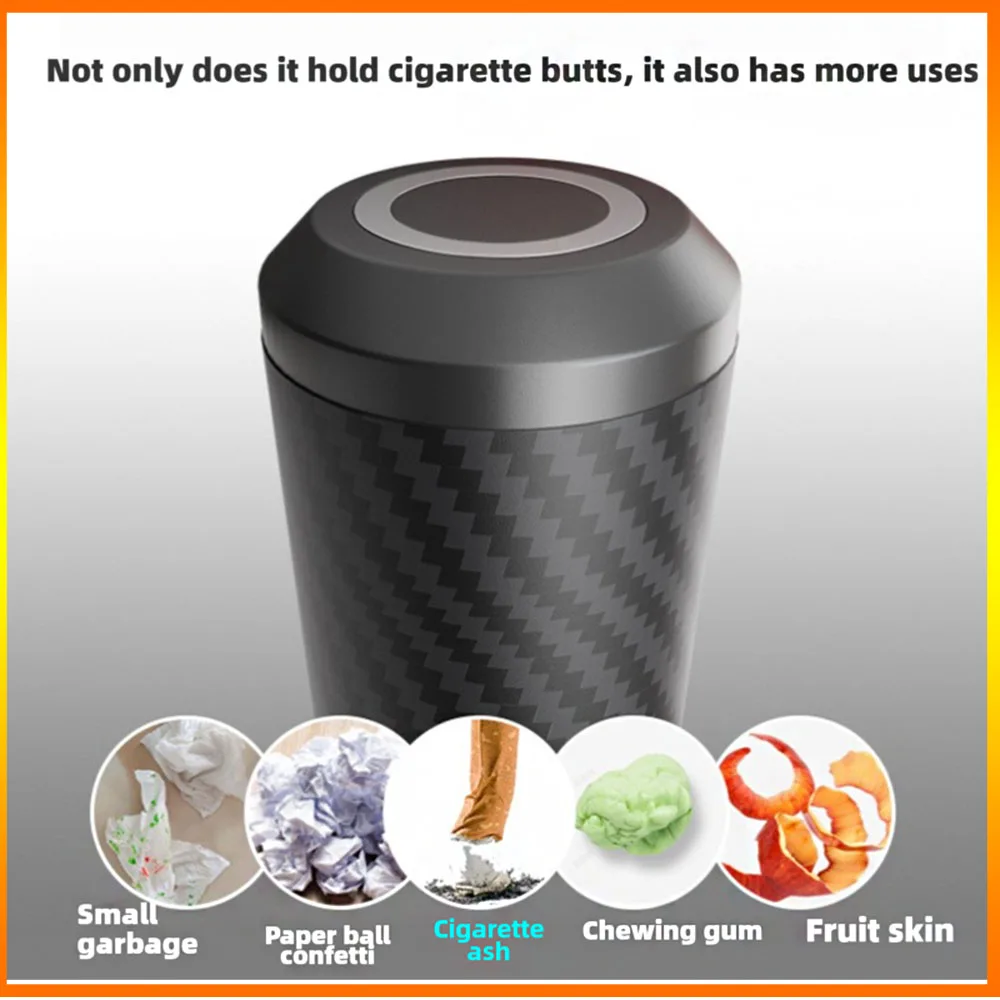 

Car Ashtray With carbon Fiber Pattern For Men, Creative Multifunctional Suspension In The Car With Lid And Cover,Clean