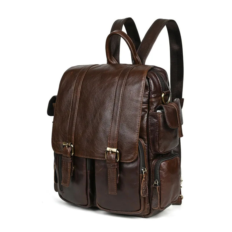 

Nesitu Highend A4 Vintage 14'' Laptop Top Grain Genuine Leather Women Men Backpack Cowhide Travel Bag Coffee M024