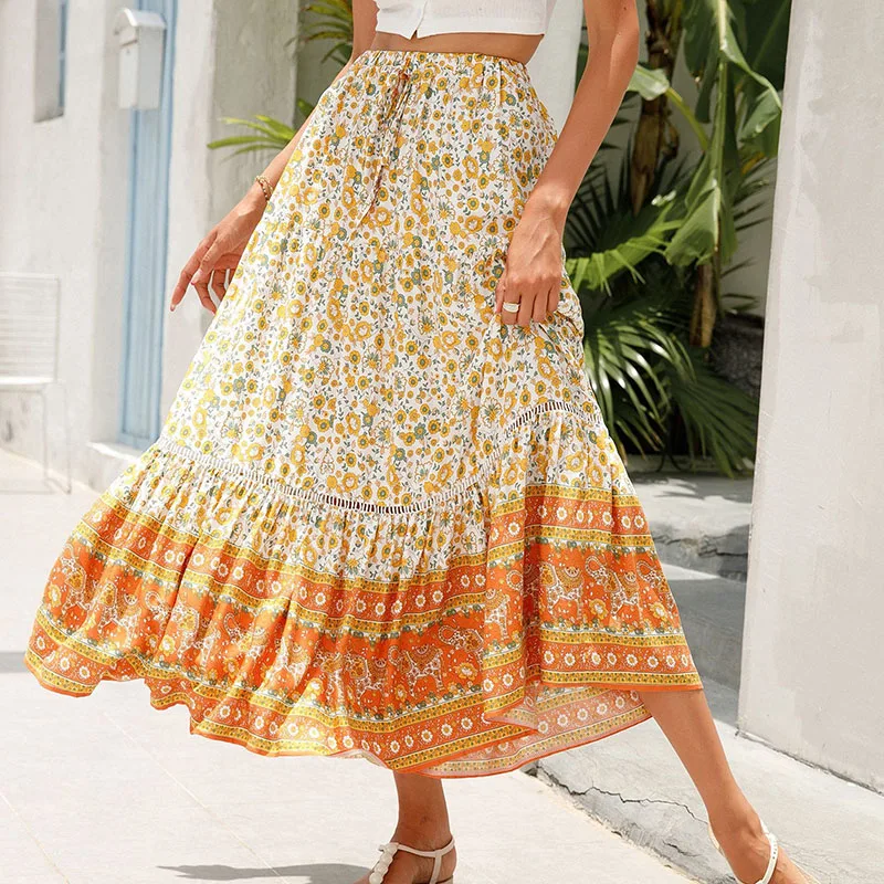 Luxury new holiday beach skirt Skirt Elegant women's skirt in rayon seaside pattern