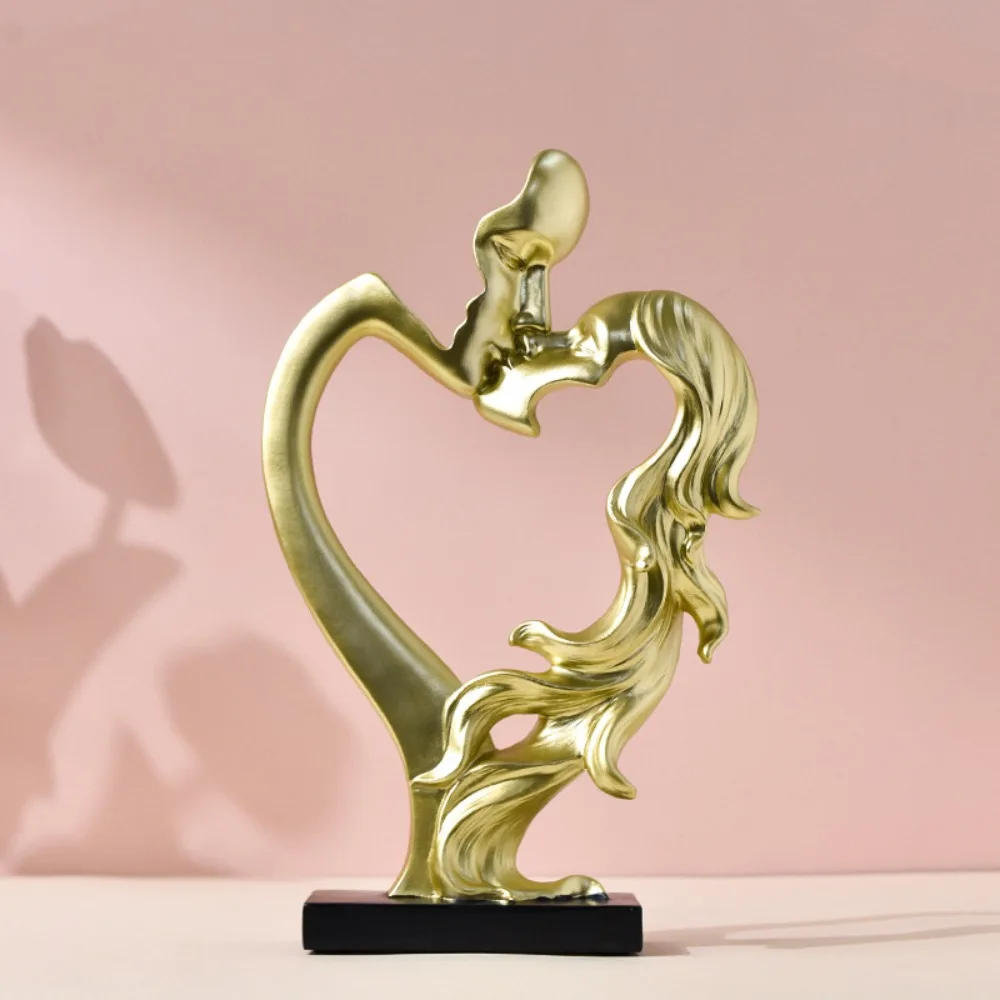 

Подарок на годовщину, статуя пары в скандинавском стиле, форма сердца, романтические фигурки из смолы, абстрактная скульптура пары поцелуям, гостиная