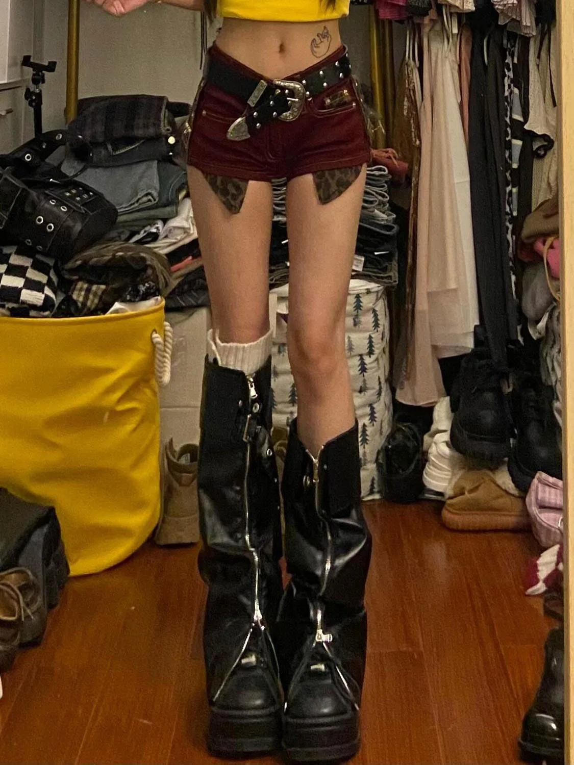 여름 여성 Abi Y2k streetwear 갸루 데님 반바지 레오파드 프린트 2000년대 일본 하라주쿠 진 핫 팬츠 한국어 Dark Academia