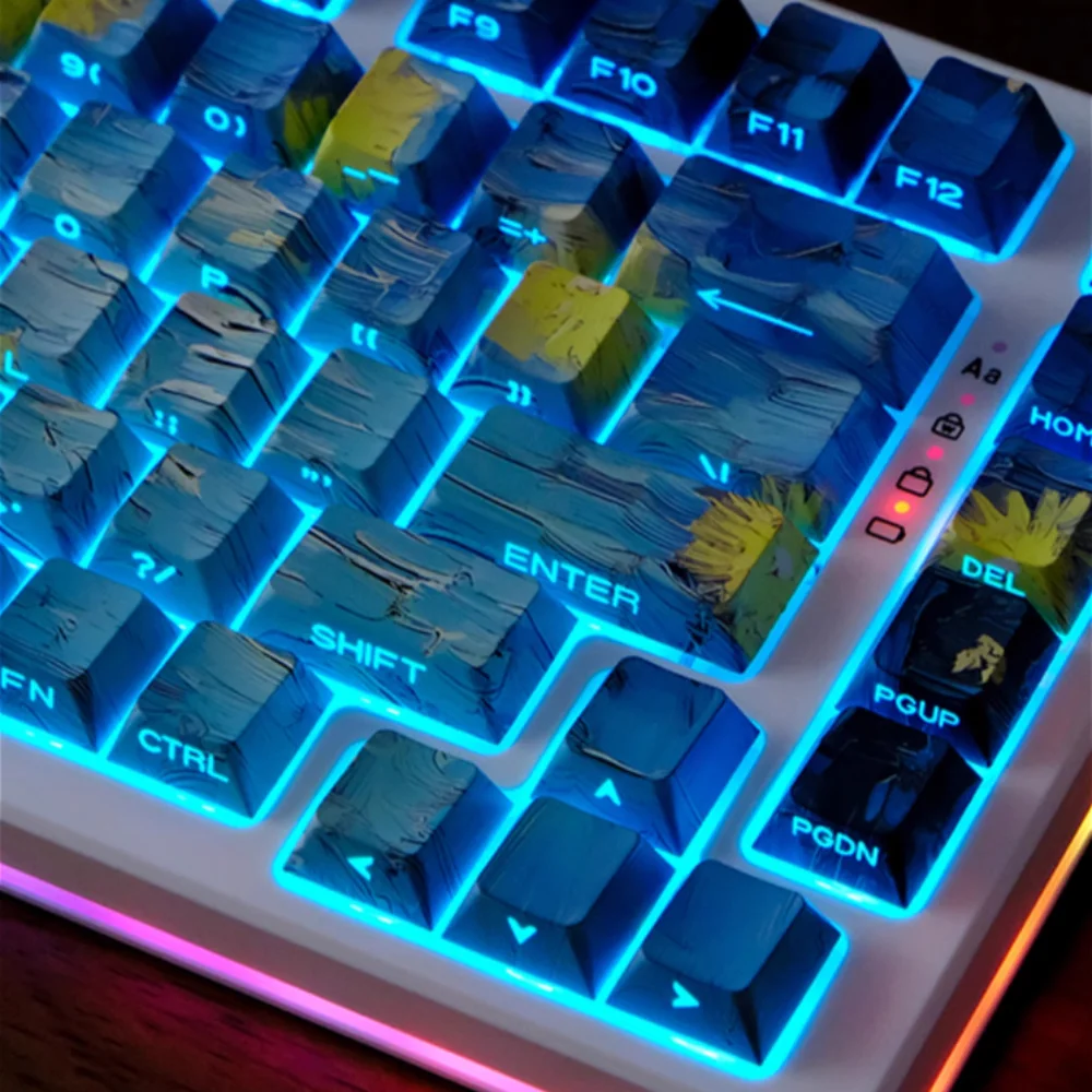 

Personalized Translucent Keycaps with PBT, Starry Night on the Rhone, Heat-Sublimation for 61, 87, 98, 108 Mechanical Keyboards