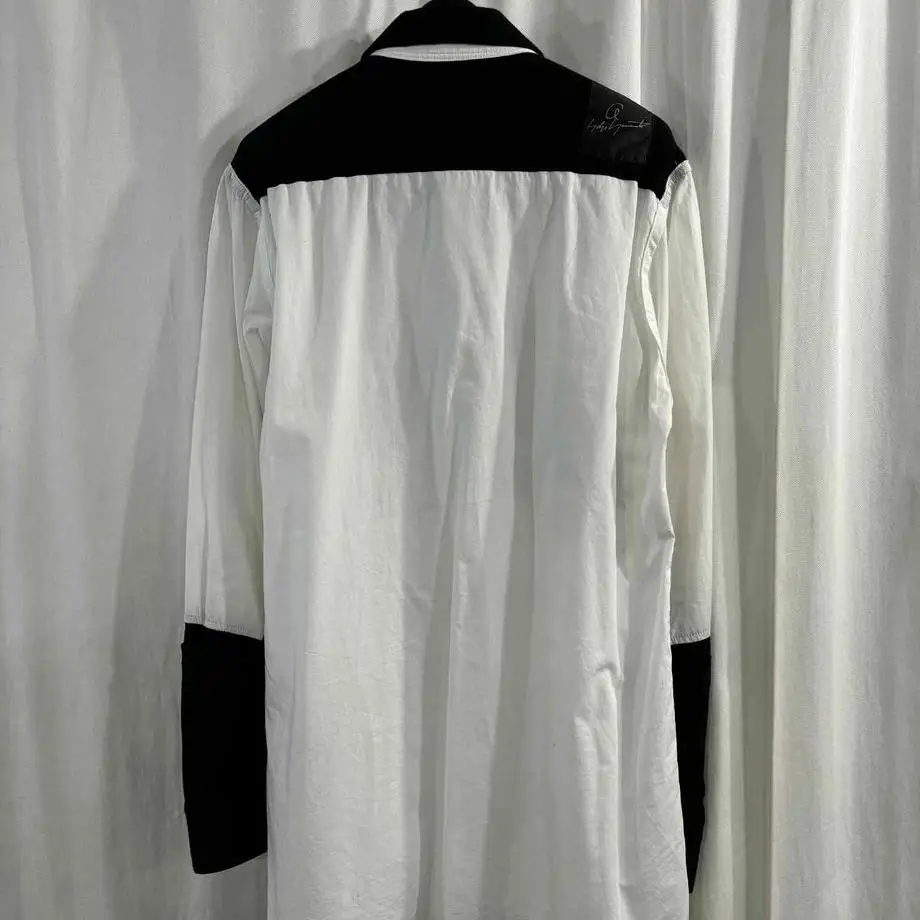 TOP-YAMAMOTO ® pure cotton dog-walking printed shirt, black and white patchwork, artistic and niche designer, dark style