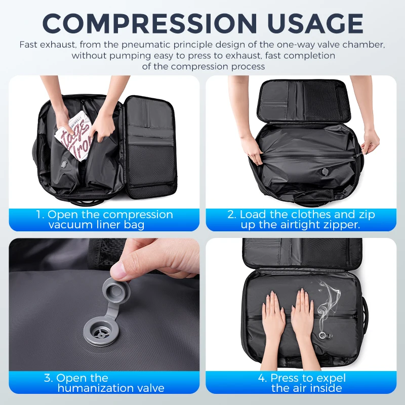 FENRUIEN Can Vacuum Compress the Volume Backpack 17.3 Inches Laptop Backpack Comes with Gravity Handle