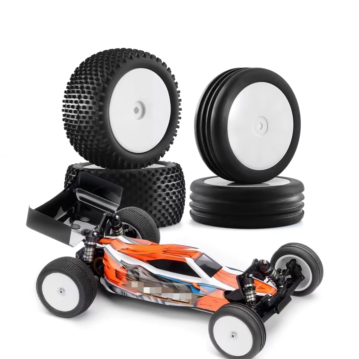 1/10 2WD RC Off-Road Buggy Car Rubber Tire Wheel 88mm & 90mm Compatible for XRAY XB2 Serpent SRX2 SRX4 Trxs Bandit Tekno Tamiya