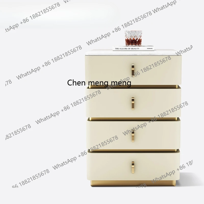 

Natural luxury stone bedside table light luxury new villa bedroom Italian high-end bedside table