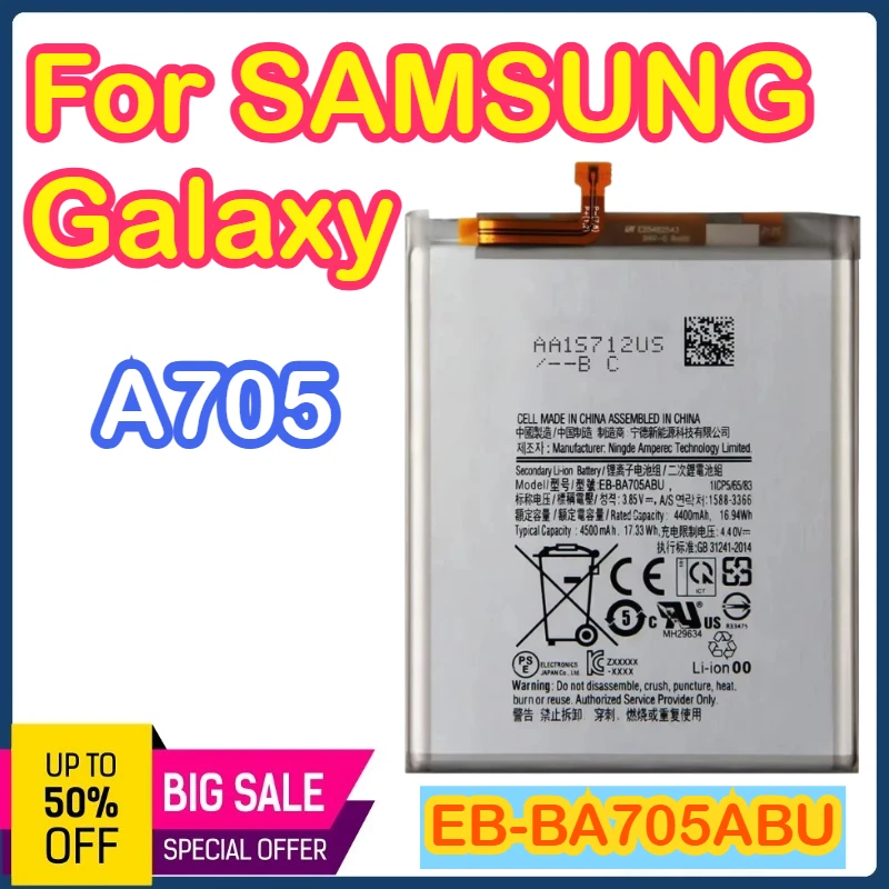 

EB-BA705ABU 4500mAh Genuine New Replacement Battery For SAMSUNG Galaxy A70 A705 SM-A705 A705FN SM-A705W Batteria