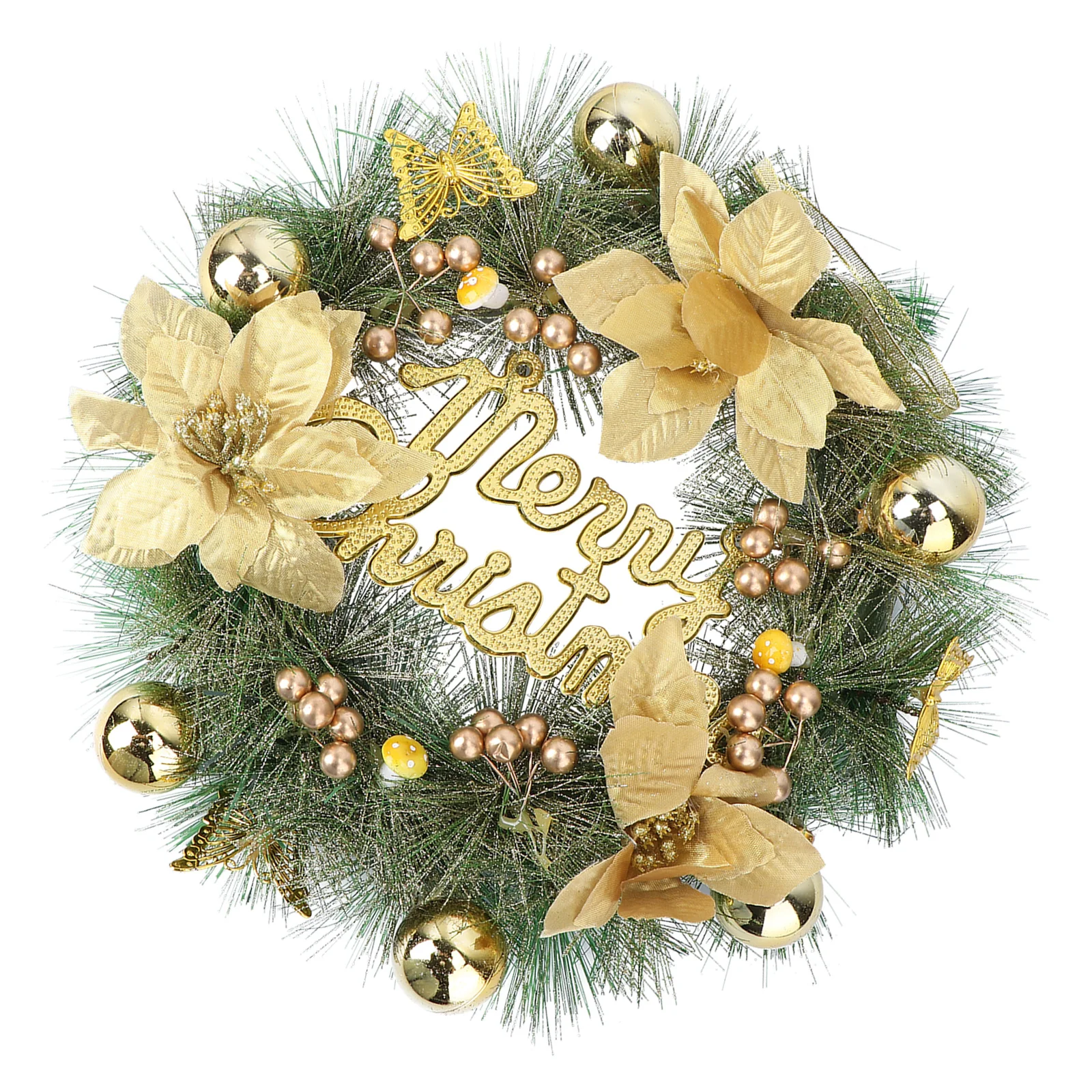 

Christmas Wreath Butterfly Flower Premium PVC Hanging Door Decoration Xmas Pendant Holiday Party Garland Wall Decor