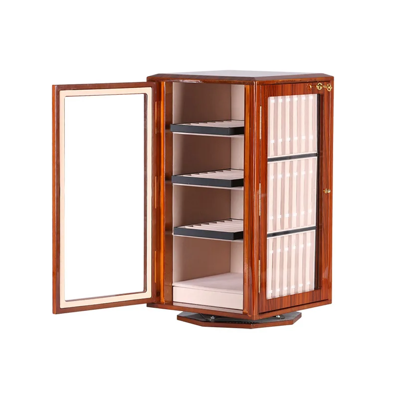 Schränke mit mehreren Lackierungen für Uhrenarmbänder, Aufbewahrungsschränke mit roter Holzmaserung, Schmuckvitrinen