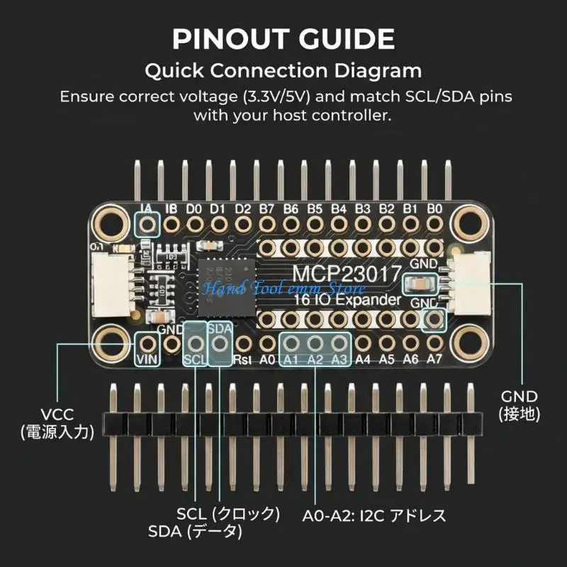 H37F I2C GPIO Expander Board with MCP23017 for 16 Digital Line Use