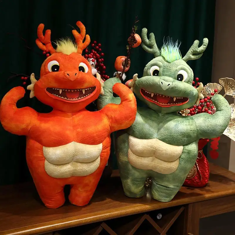 Chinese Dragon Plush Doll Muscle Dragon Stuffed Animal Muscle Dragon Stuffed Animal Mascot Doll Soft And Cuddly Chinese New Year