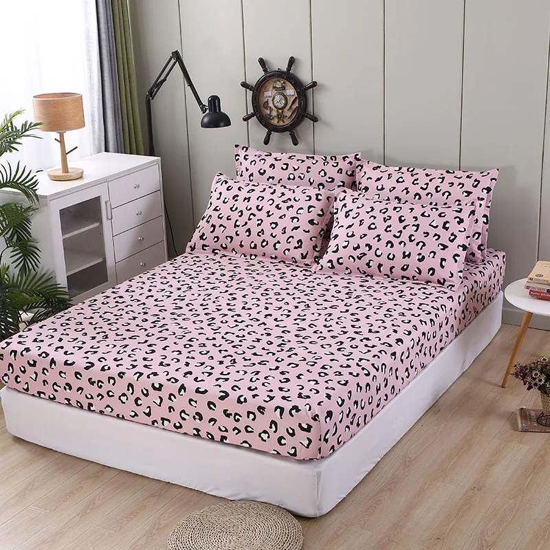 Sábana ajustada de leopardo rosa para cama, Funda de colchón elástica redonda, ropa de cama sabana (sin funda de almohada) 90/120/150/180, Primavera/Verano