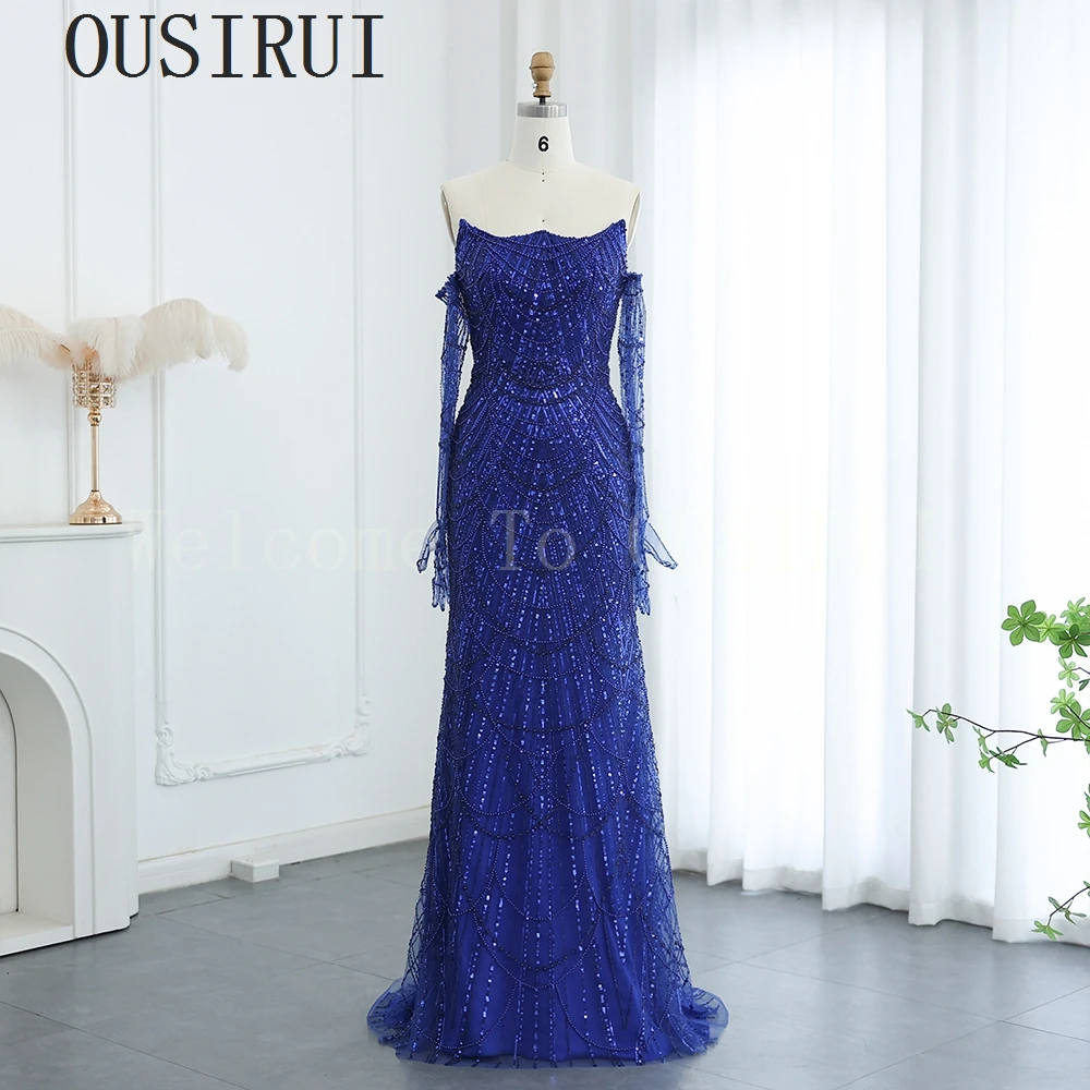 OUSIRUI Exquisite Strapless Evening Dresses For Woman Sequined Formal Prom Dresses With Sweep Train 2024 New robe de soirée