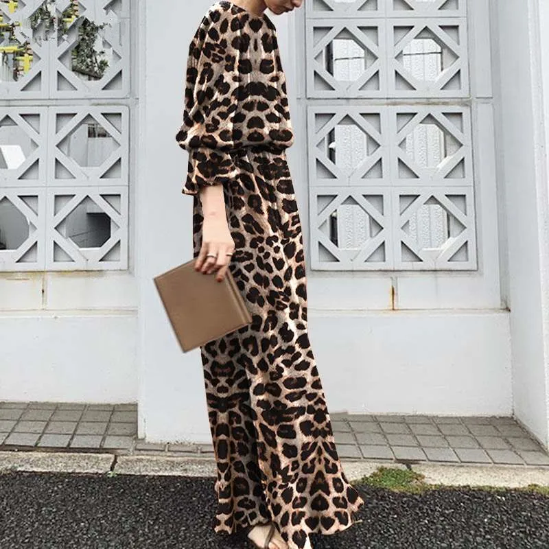 Long-sleeved Abaya Dress for Women, Leopard Print Abayas, Long Over-the-Knee, Islam Abaya