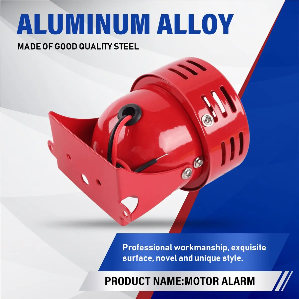 【A21Z】 DC12V Red Mini Metal Motor Siren Industrial Alarm 120dB MS-190