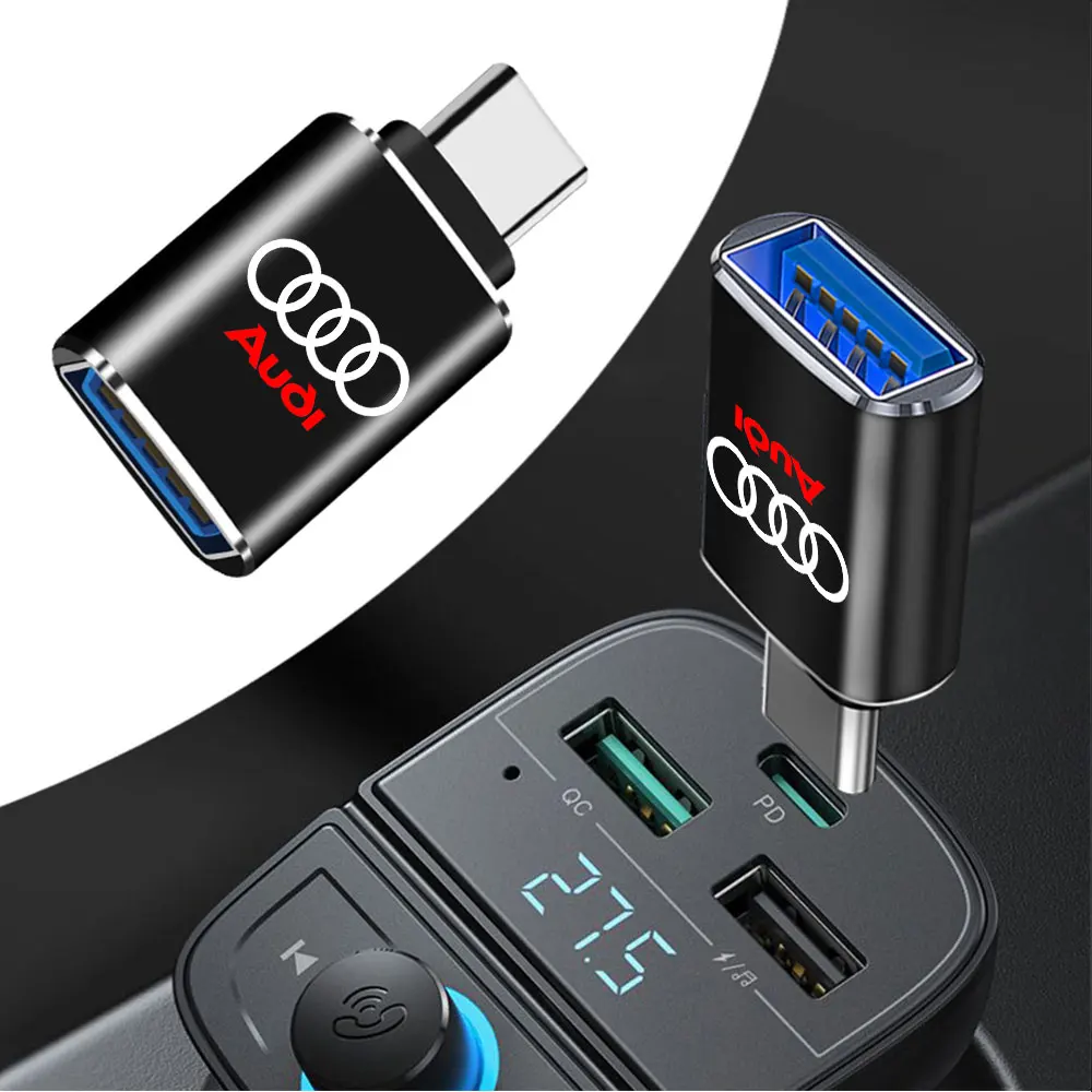 1Pcs USB To Type-C OTG Adapter USB Female Converter Phone Charger For Audi Sline A4 B7 B8 B9 A3 8P 8V 8L A5 A6 C6 C5 C7 A1 Q2 Q3