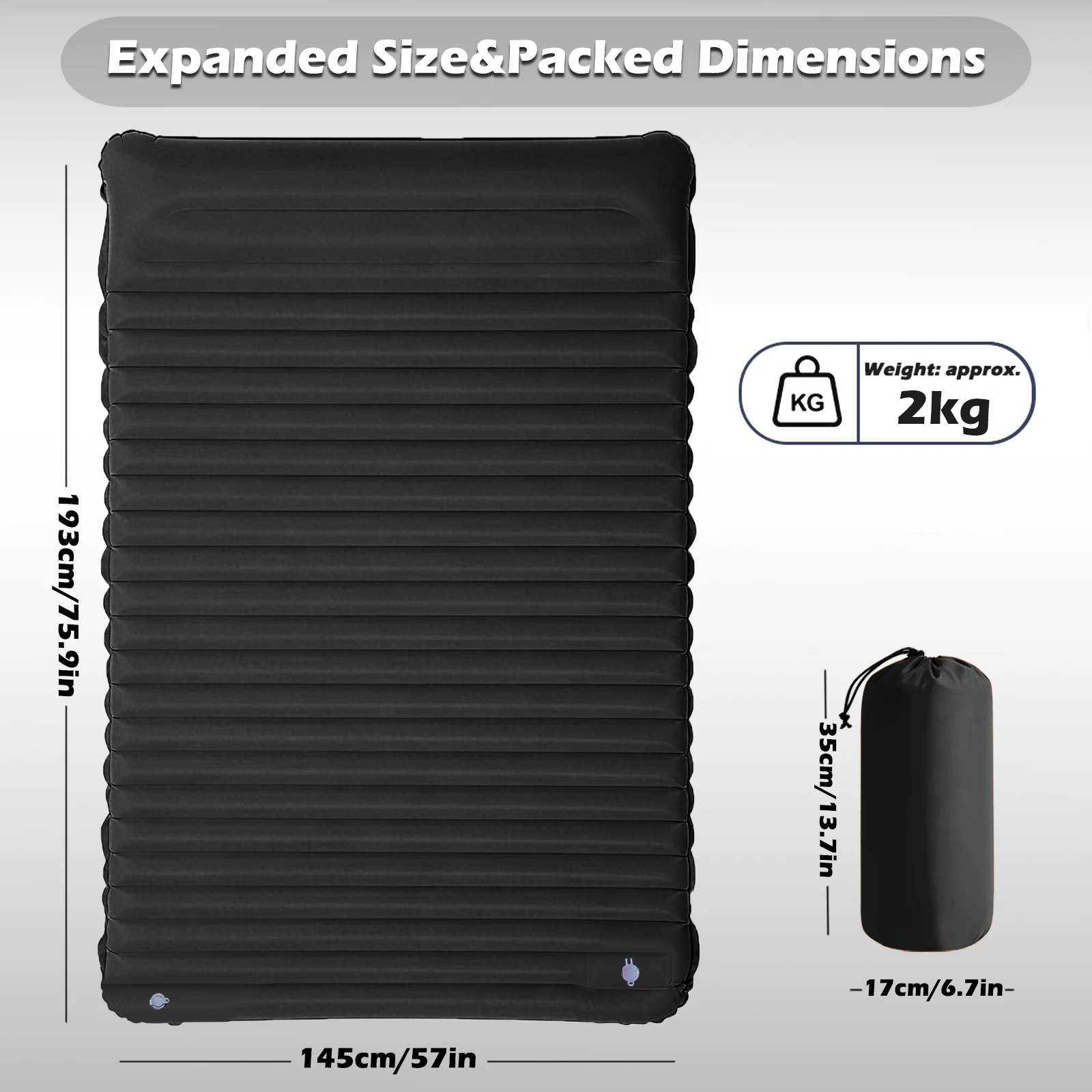 Camp Pillow Compressible - Nadmuchiwany materac kempingowy na zewnątrz, ultralekki,