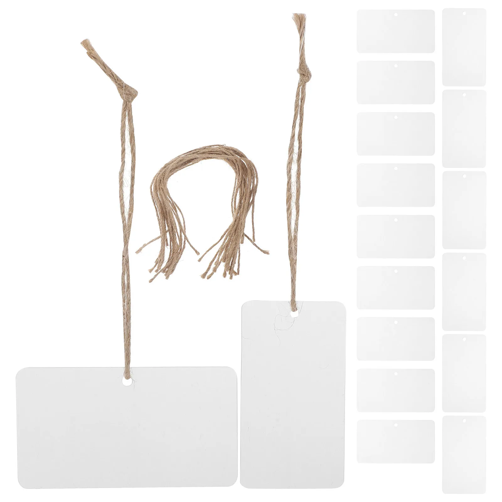 

20 set Acrylic Blanks Label Holders For Storage Bins With Rope Hanging Tags Clear Writable Organization Labels Kitchen Pantry