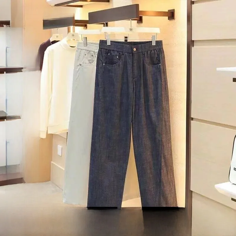 

Men's Casual Loose Straight Leg Jeans Spring New Style Comfortable Breathable Cotton Polyester Blend Youth Fashion