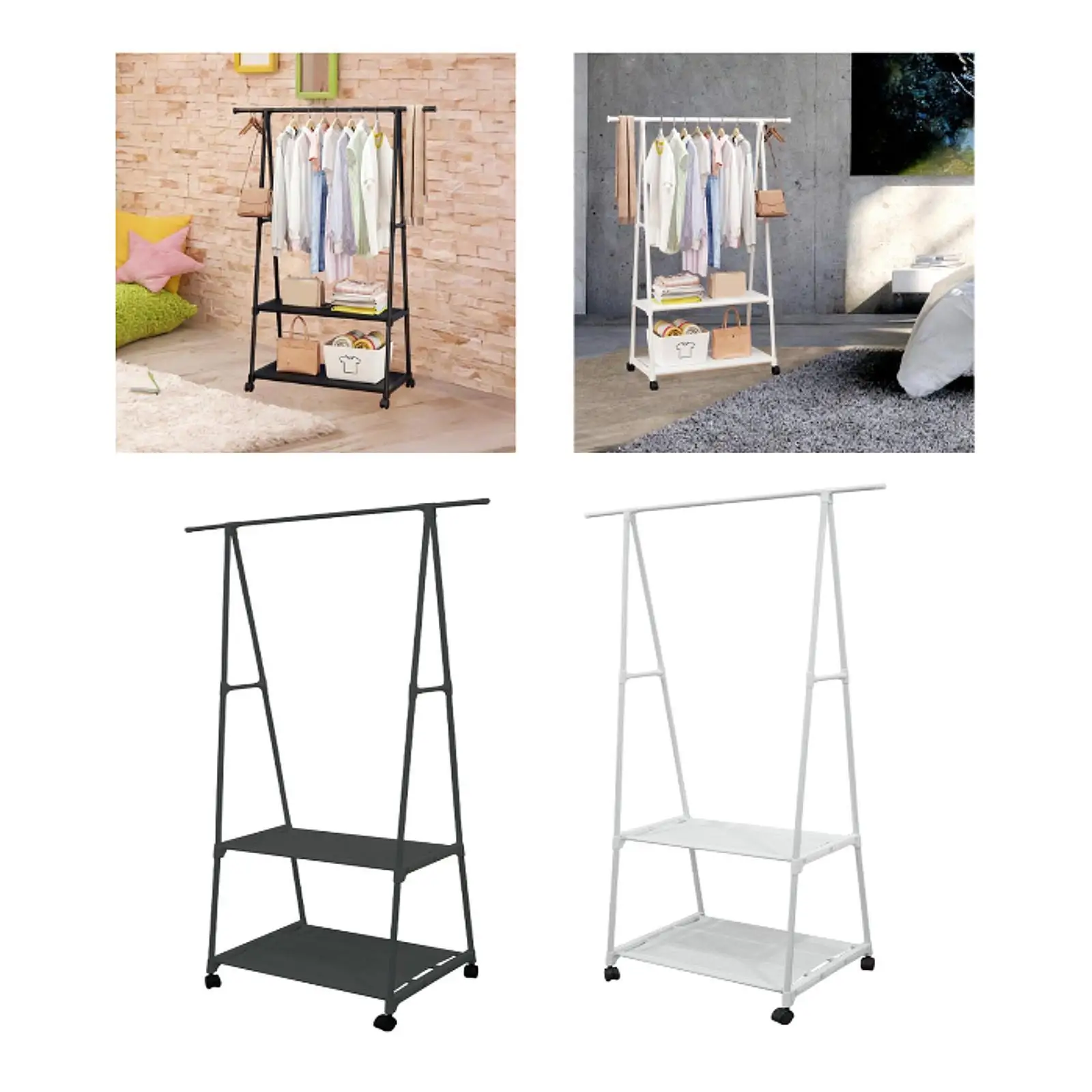 Clothing Rack Bedroom Clothes Rack on Wheels Organizer Storage Wardrobe Sturdy Heavy Duty Hallway Clothes Hanger Stand Metal