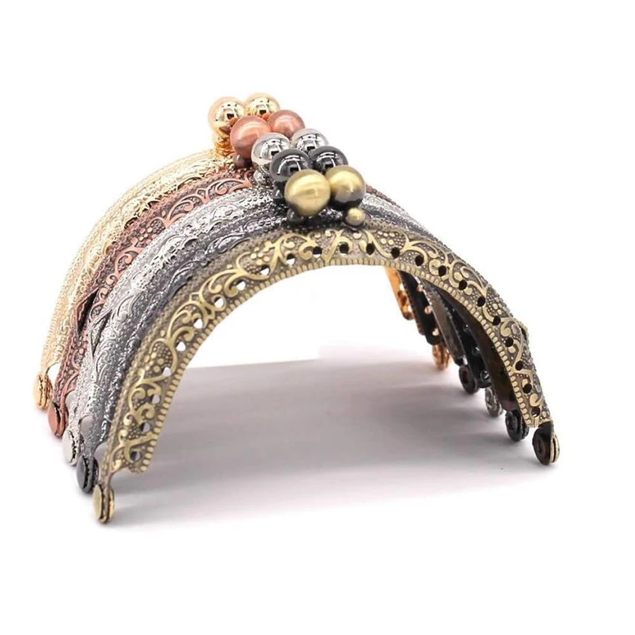 BISM 5ピースメタルウォレットフレームキスクラスプロックDIYコインバッグ手縫い職人技、3.3インチ/8.5cm