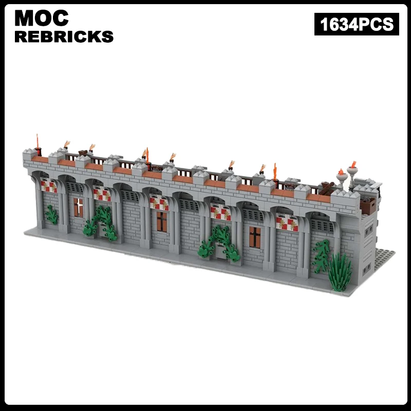 

MOC Flame Knights Castle Tower Walls DIY Building Blocks Medieval Military Fortress Soldiers Guard Base War Scene Brick Toy Gift