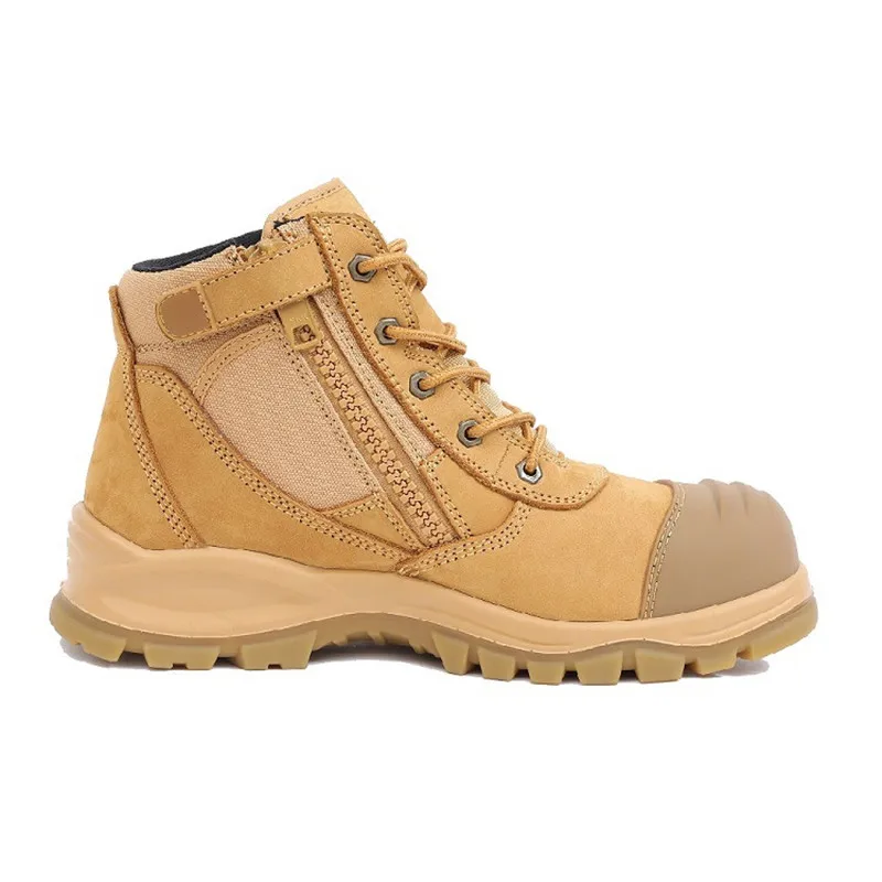 First Layer Cowhide Anti-smashing Anti-piercing Windproof Sand Belt Zipper Miners Labor Insurance Shoes Tooling Martin Boots